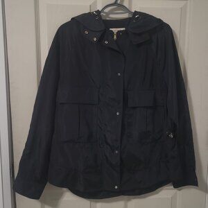 Zara Navy Blue Waterproof Bomber Jacket with Hood